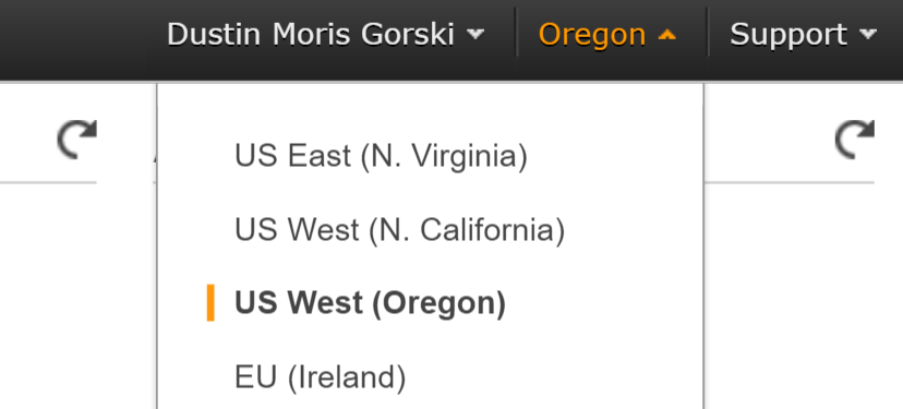 aws-select-us-region-from-dropdown, Image by Dustin Moris Gorski